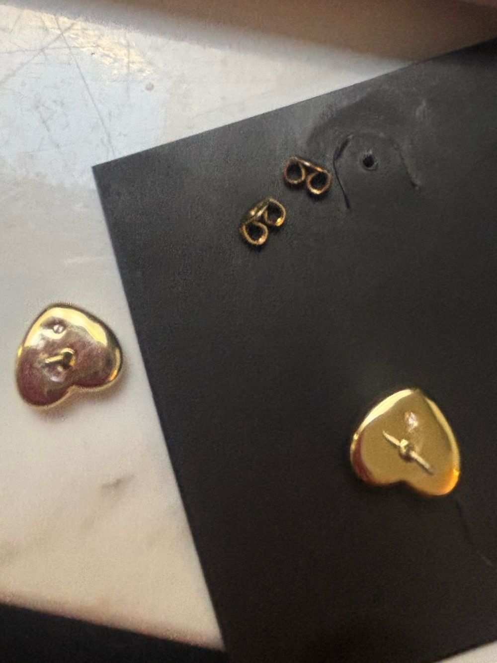 COACH Gold-Tone Heart Stud Earrings with Red Crystal Centers - Picture 4 of 6